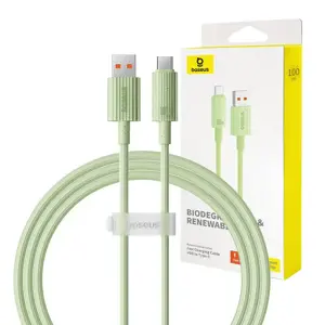 Greitojo įkrovimo laidas "Baseus USB to USB-C Habitat Series" 1 m 100 W (žalias)