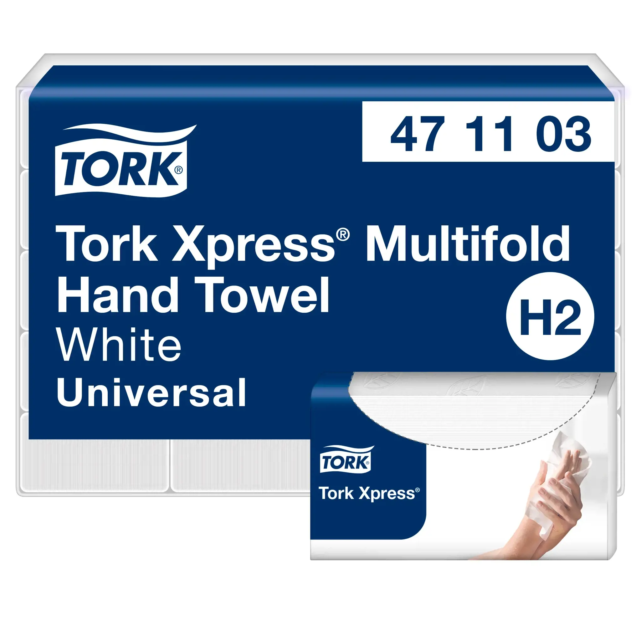 Popieriniai rankšluoščiai TORK XPRESS MULTIFOLD, 471103, 2 sl., 190 serv., 23.4 x 21.3 cm, balta sp.