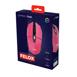 "Trust GXT 109P FELOX", dvipusis, USB Type-A, 6400 DPI, rožinis