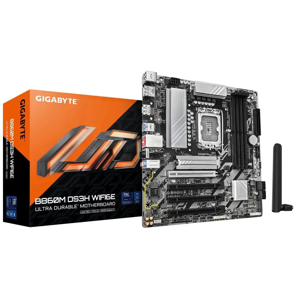 Mainboard GIGABYTE Intel B860 Express LGA1851 Micro-ATX Memory DDR5 Memory slots 4 4xPCI-Express 4.0 16x 1xPCI-Express 5.0 16x 2xM.2 1xHDMI 2xDisplayPort 1xAudio-In 1xAudio-Out 1xMicrophone 3xUSB 2.0 1xUSB-C 1xPS/2 1xRJ45 B860MDS3HWIFI6E1.0