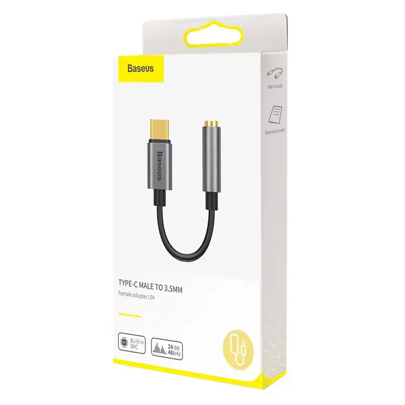 Baseus L54 Audio Adapter USB-C + mini jack 3,5mm (Black+Gray)