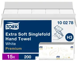 Popieriniai rankšluosčiai TORK PREMIUM EXTRA SOFT H3, 100278, 2 sl., 200 serv., 23 x 22.6 cm, balta…