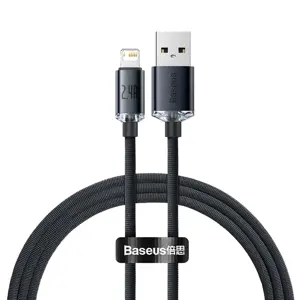 Baseus Crystal kabelis USB to Lightning 2.4A 1.2m juodas
