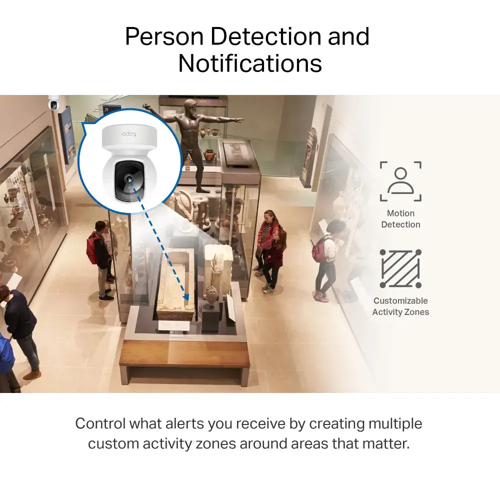 TP-Link Pan/Tilt Home Security Wi-Fi Camera, IP security camera, Indoor, Wired & Wireless, Amazon Alexa & Google Assistant, Ceiling/Wall/Desk, White