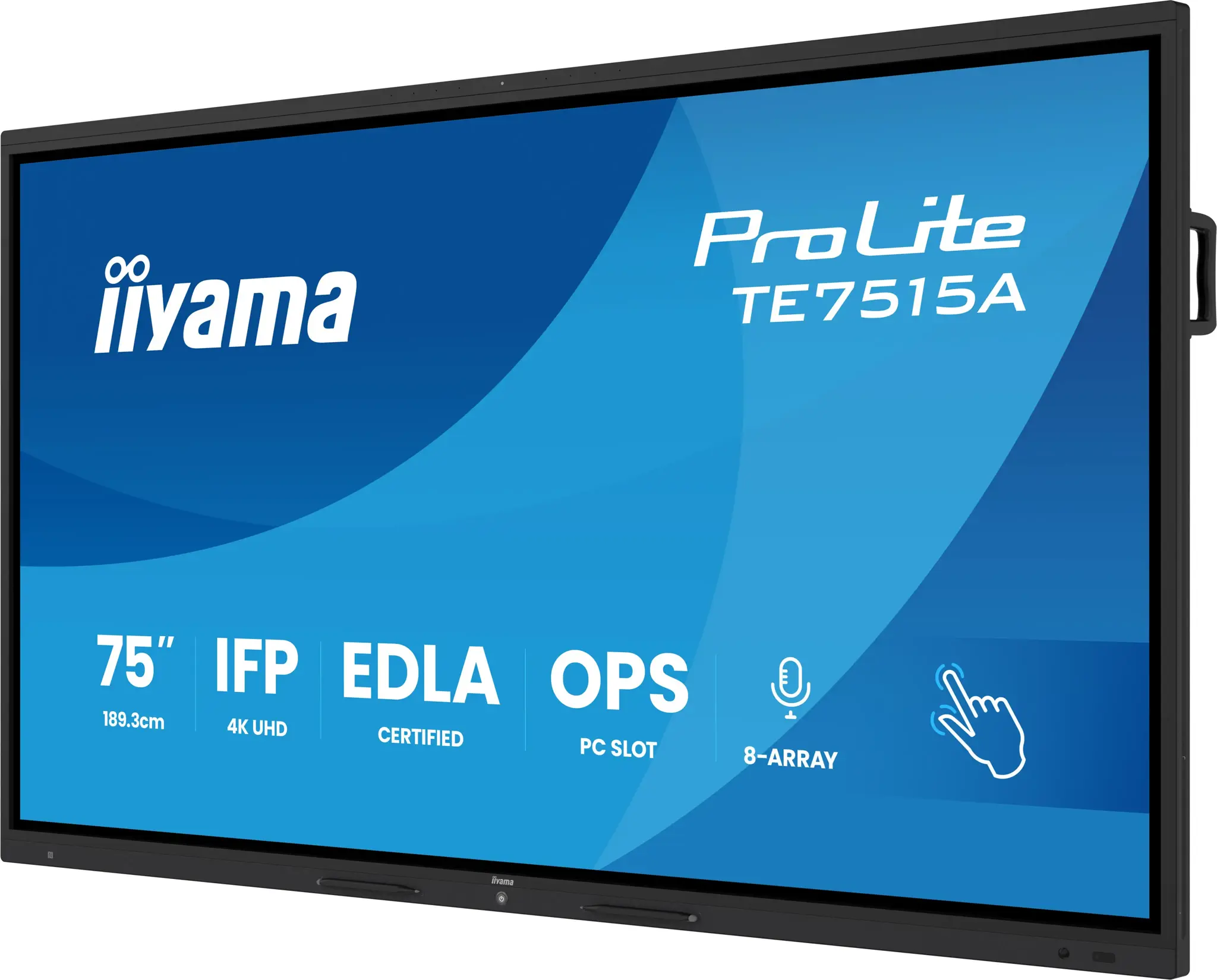 iiyama TE7515A-B1AG, Interactive flat panel, 190.5 cm (75"), 3840 x 2160 pixels, Wi-Fi