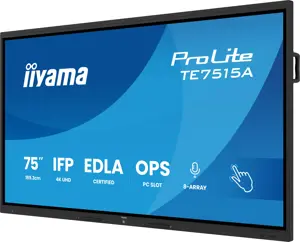 iiyama TE7515A-B1AG, Interactive flat panel, 190.5 cm (75"), 3840 x 2160 pixels, Wi-Fi