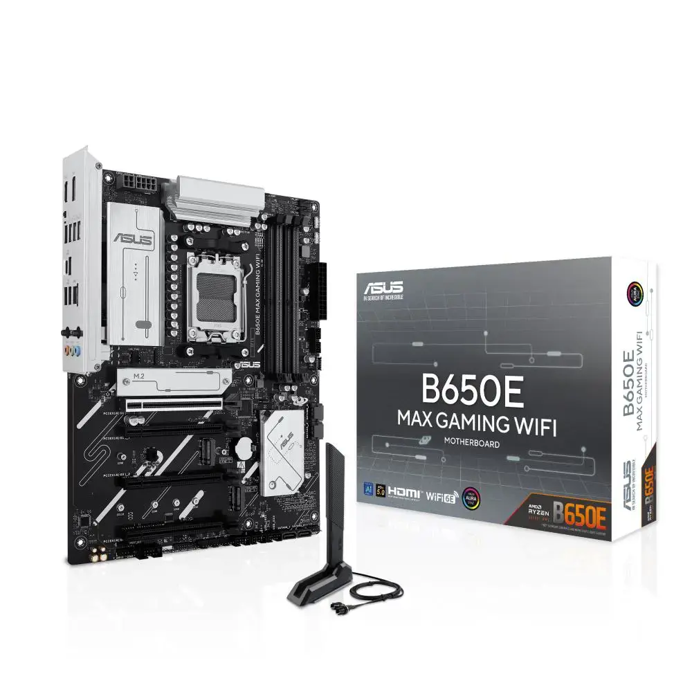 Mainboard ASUS AMD B650 SAM5 ATX Memory DDR5 Memory slots 4 2xPCI-Express 3.0 16x 1xPCI-Express 4.0 16x 1xPCI-Express 5.0 16x 3xM.2 1xHDMI 1xDisplayPort 2xUSB 2.0 5xUSB 3.2 1xUSB-C 1xRJ45 3xAudio port B650EMAXGAMINGWIFI
