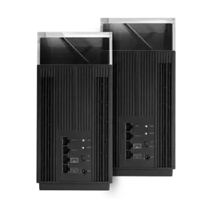 ASUS ZenWiFi Pro ET12, juodas, vidinis, maitinimo, būsenos, trijų dažnių (2,4 GHz / 5 GHz / 6 GHz), "Wi-Fi 6E" (802.11ax), 802.11a, 802.11b, 802.11g, "Wi-Fi 4" (802.11n), "Wi-Fi 5" (802.11ac), "Wi-Fi 6" (802.11ax), "Wi-Fi 6E...