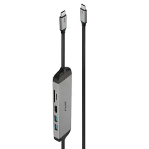 Lindy USB 3.2 Type C Laptop Micro Dock, Wired, USB 3.2 Gen 1 (3.1 Gen 1) Type-C, 100 W, Black, Grey…