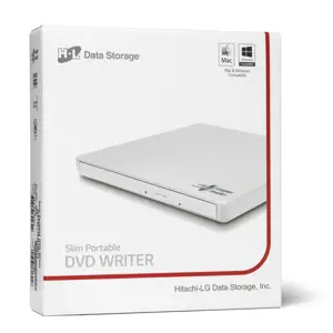 "Hitachi-LG Slim" nešiojamasis DVD įrašymo įrenginys, juodas, dėklas, stalinis/nešiojamasis kompiuteris, DVD±RW, USB 2.0, 60000 h