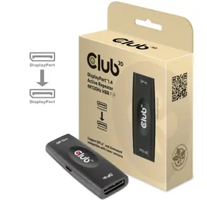 CLUB3D DisplayPort 1.4 Active Repeater 4K120Hz HBR3 F/F, displayport, displayport, Black