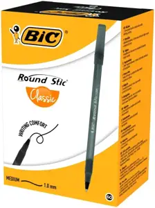 Bic Tušinukas Round Stic 1.0 mm, juodas, pakuotėje 60 vnt. 256385