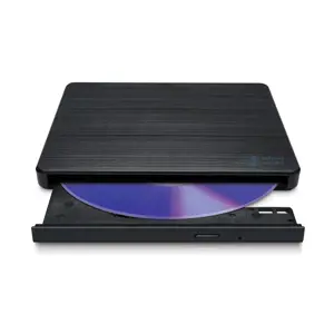 "Hitachi-LG Slim" nešiojamasis DVD įrašymo įrenginys, juodas, dėklas, stalinis/nešiojamasis kompiuteris, DVD±RW, USB 2.0, 60000 h