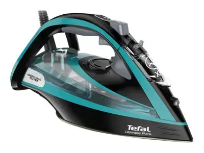 "Tefal Ultimate Pure FV9844", sausas ir garų lygintuvas, "Durilium Autoclean" padas, 2,5 m, 250 g/min, juodas, mėlynas, 60 g/min