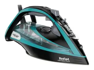 "Tefal Ultimate Pure FV9844", sausas ir garų lygintuvas, "Durilium Autoclean" padas, 2,5 m, 250 g/min, juodas, mėlynas, 60 g/min