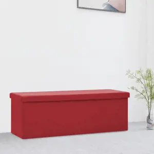 Sulankstomas suoliukas-daiktadėžė, raudonojo vyno spalvos, PVC