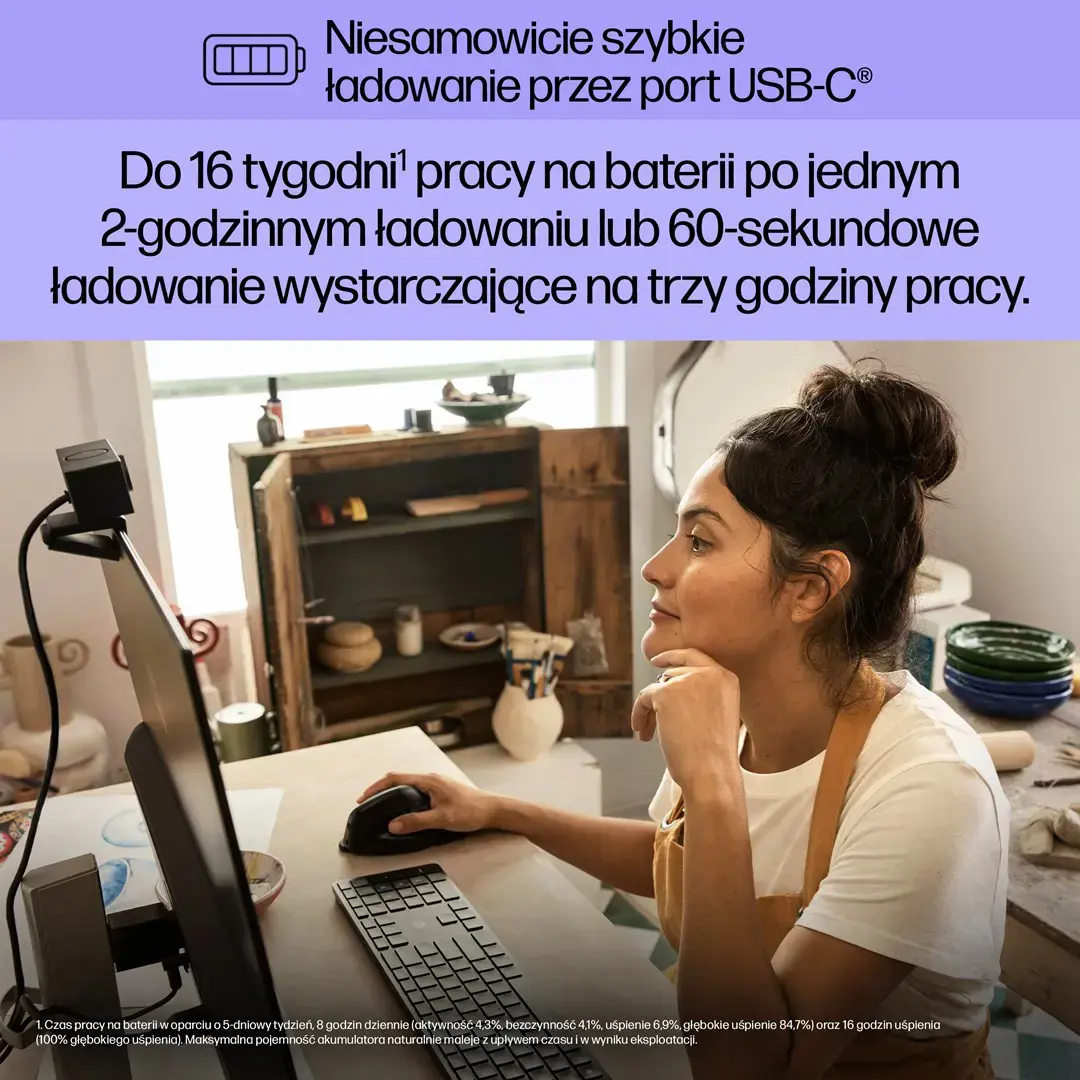 HP 920 ergonomiška belaidė pelė, dešinioji ranka, vertikali konstrukcija, "Bluetooth" + A tipo USB, 4000 DPI, juoda