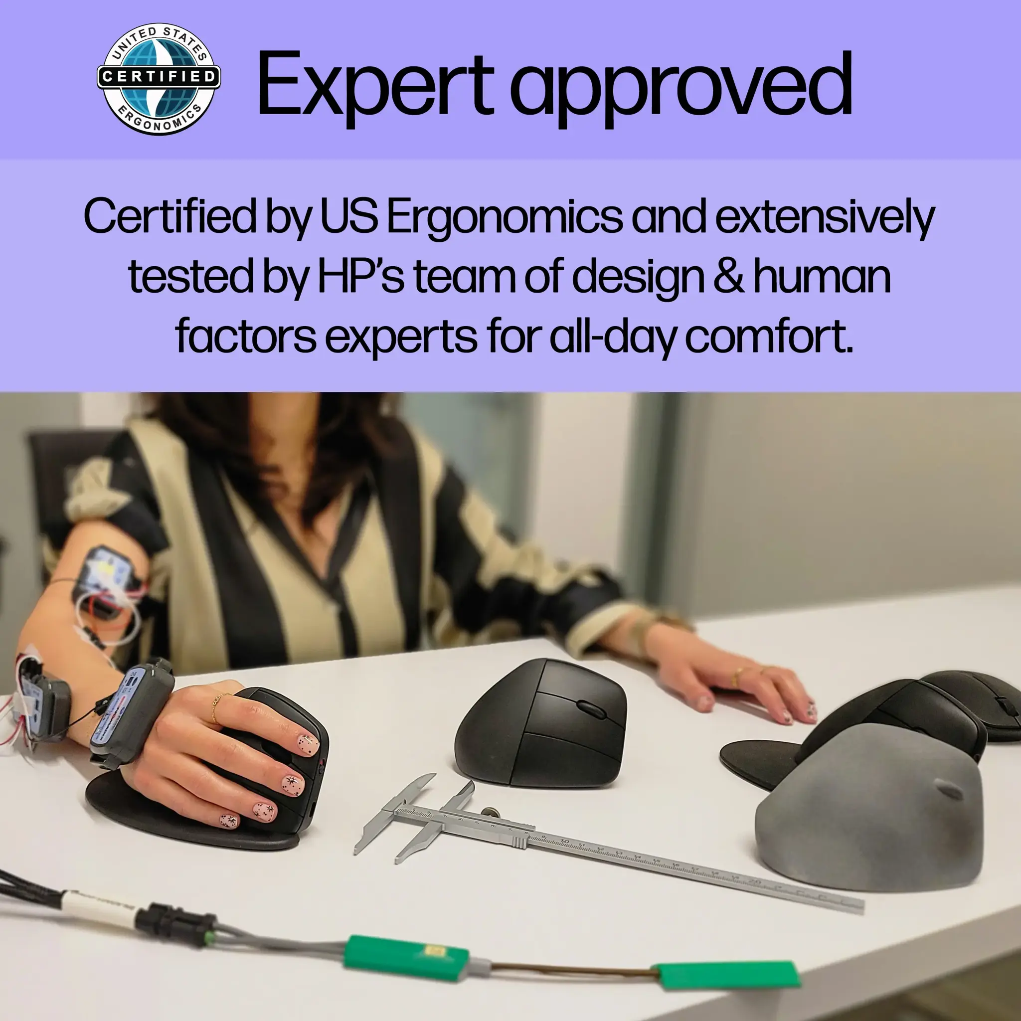 HP 925 Ergonomic Vertical Mouse, Right-hand, Vertical design, RF Wireless + Bluetooth, 4000 DPI, Black