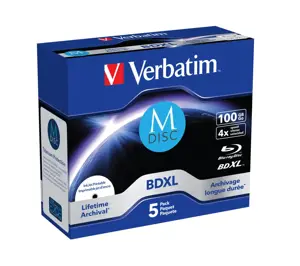 VERBATIM 43834 BluRay M-DISC BD-R Verbatim juvelyrinis dėklas 5 100GB 4x spausdinamas rašaliniu spausdintuvu