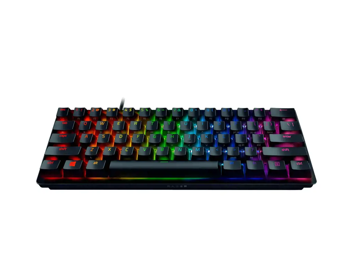 Razer Huntsman Mini 60%, Žaidimų, Opto-Mechanical, RGB LED apšvietimas, Nordic, Juoda, Laidinis