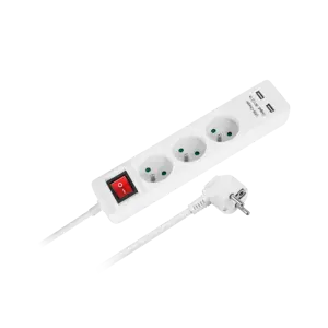 "Rebel" maitinimo plėstuvas 3 lizdai + 2 USB lizdai su jungikliu - 1,5 m