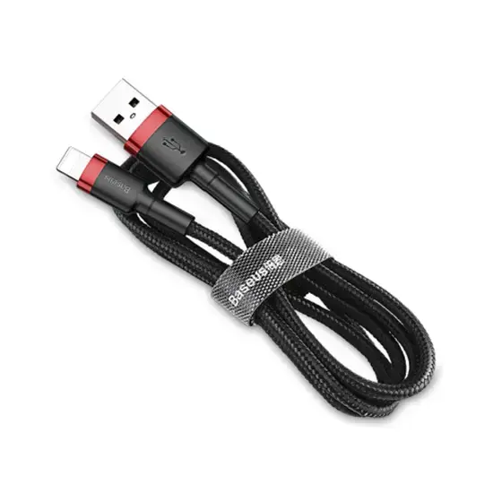 Baseus Cafule Cable Durable Nylon Braided Wire USB | Lightning QC3.0 1.5A 2M black-red (CALKLF-C19)