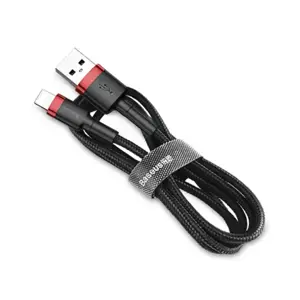 Baseus Cafule Cable Durable Nylon Braided Wire USB | Lightning QC3.0 1.5A 2M black-red (CALKLF-C19)