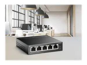 TP-Link TL-SG1005LP, nevaldomas, Gigabit Ethernet (10/100/1000), maitinimas per Ethernet (PoE), montuojamas ant sienos