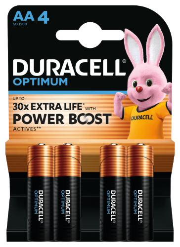 Baterijos DURACELL Optimum, AA, 4 vnt.