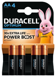 Baterijos DURACELL Optimum, AA, 4 vnt.