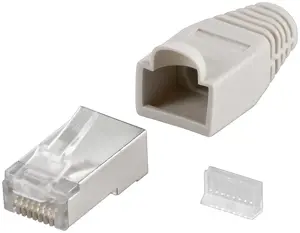 "Goobay" 68746 RJ45 kištukas, CAT 5e STP, ekranuotas, su apsaugine apsauga nuo įtempimo, pilkos spa…