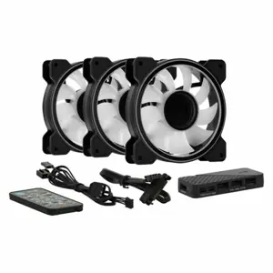 "Aerocool MIRAGE12PRO" komplektas 3xFan PC 12cm ARGB 6 kontaktų Hub Silent Black, Ventiliatorius, 12 cm, 1300 aps/min, 17,8 dB, 45,7 cfm, juodas