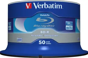 VERBATIM 43838 BluRay BD-R SL DATALIFE VerbatimSpindle 50 25GB 6x