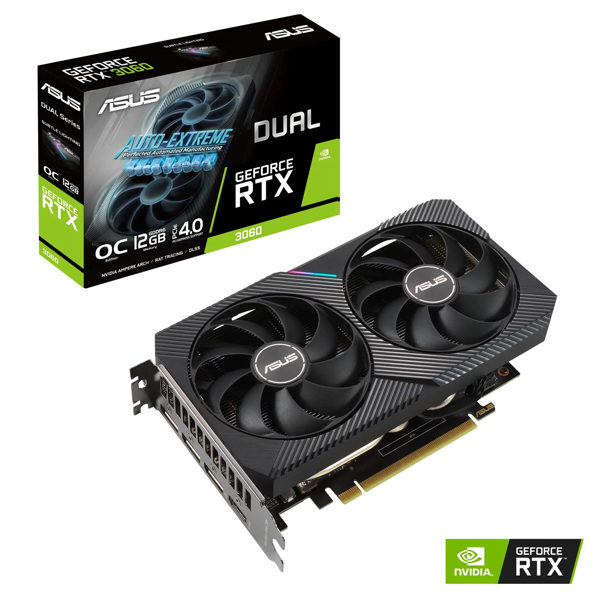 Vaizdo plokštė ASUS GeForce RTX 3060 12 GB, GDDR6, 192 bitai, 90YV0GB2-M0NA10