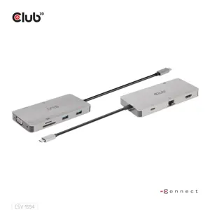 CLUB3D USB Gen1 Type-C 9-in-1 hub with HDMI, VGA, 2x USB Gen1 Type-A, RJ45, SD/Micro SD card slots and USB Gen1 Type-C Female port, USB 3.2 Gen 1 (3.1 Gen 1) Type-C, 3.5mm, HDMI, RJ-45, USB 3.2 Gen 1 (3.1 Gen 1) Type-A, USB 3.2 Gen 1 (3.1 Gen 1) Type-C, VGA, MicroSD (TransFlash), SD, 5000 Mbit/s, 60 Hz, 1920 x 1080 (HD 1080), 3860 x 2160