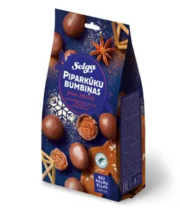 SELGA imbierinių sausainių rutuliukai pieniniame šokolade, 150g