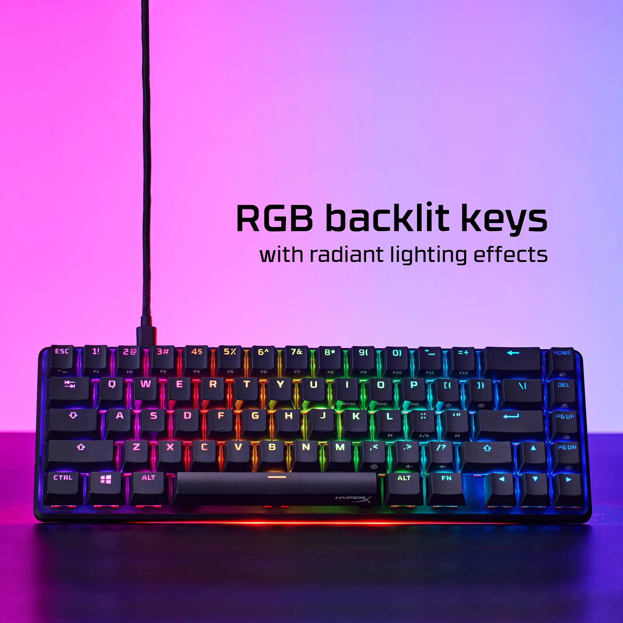 HyperX Alloy Origins 65 - Mechanical Gaming Keyboard - HX Red (NO Layout), 65%, Wired, USB, Mechanical, RGB LED, Black