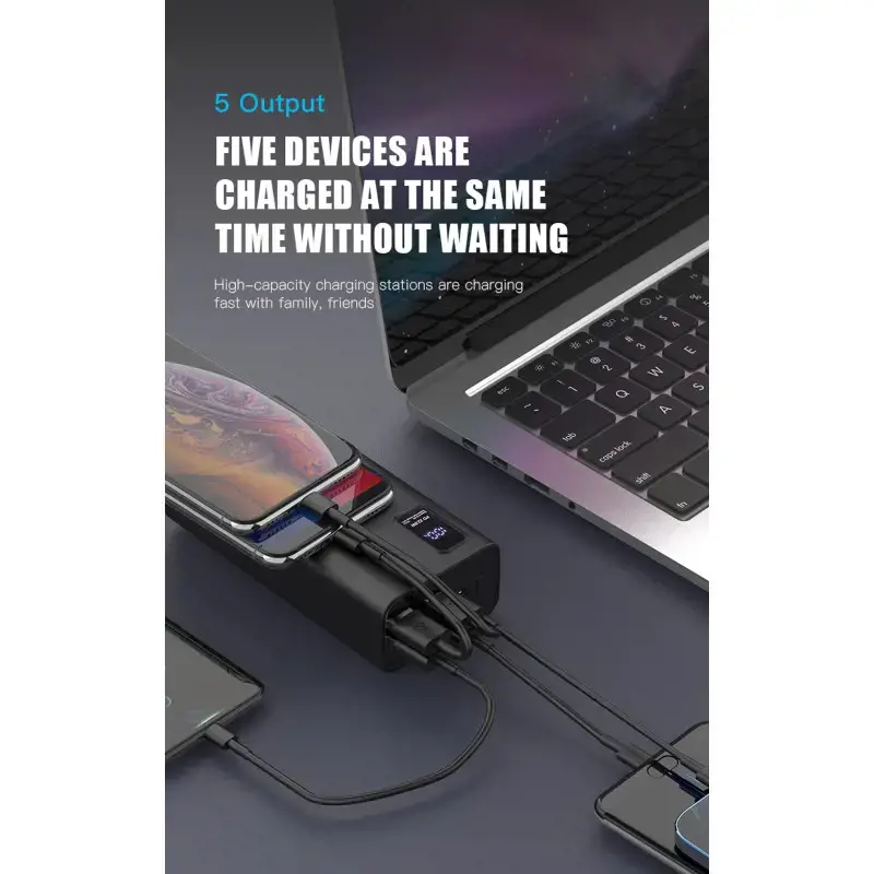 Platinet power bank 30000mAh PD QC LED, baltos spalvos