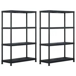 Sandėliavimo lentynos, 2vnt., juod., 90x40x138cm, plast., 220kg