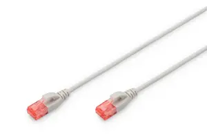 "Digitus CAT 6 U-UTP Slim Patch cord" jungiamasis kabelis, modulinis RJ45 (8/8) kištukas, 2 m, pilk…