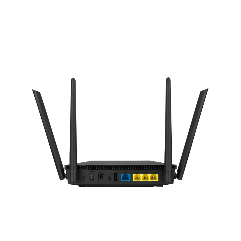 ASUS RT-AX53U, "Wi-Fi 6" (802.11ax), dviejų dažnių (2,4 GHz / 5 GHz), Ethernet LAN, 3G, juodas, stalinis maršrutizatorius