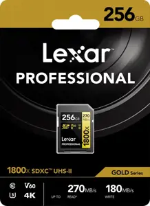 "Lexar" atminties kortelė SDXC 256GB Professional 1800x UHS-II U3 V60