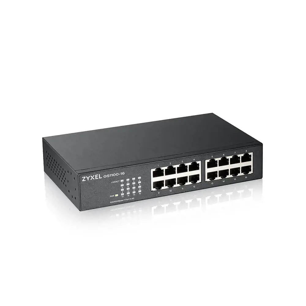 Zyxel GS1100-16, nevaldomas, Gigabit Ethernet (10/100/1000), montuojamas į stovą, montuojamas ant sienos
