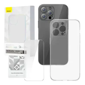 Permatomas dėklas ir grūdinto stiklo rinkinys "Baseus Corning", skirtas "iPhone 12 Pro