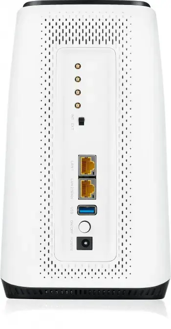 Zyxel FWA510, "Wi-Fi 6" (802.11ax), trijų dažnių (2,4 GHz / 5 GHz / 5 GHz), Ethernet LAN, 5G, juodas, baltas, stalinis maršrutizatorius