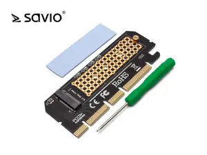 Išplėtimo plokštė, adapteris M.2 NVMe M-Key PCI-E Savio AK-41