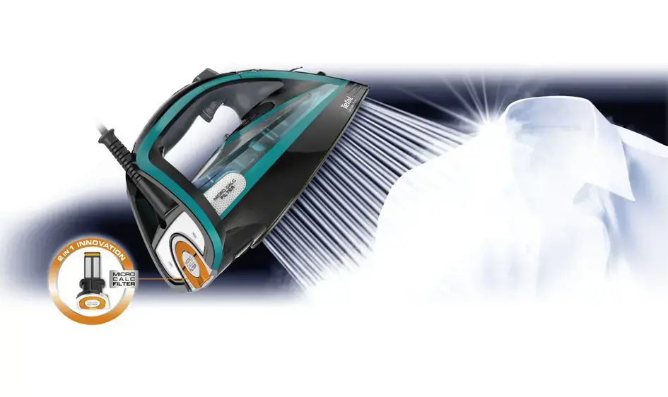 "Tefal Ultimate Pure FV9844", sausas ir garų lygintuvas, "Durilium Autoclean" padas, 2,5 m, 250 g/min, juodas, mėlynas, 60 g/min