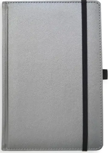 Kalendorius - užrašinė UNIVERSAL BLACK EDITION, PU, A5, be datų, sidabrinė