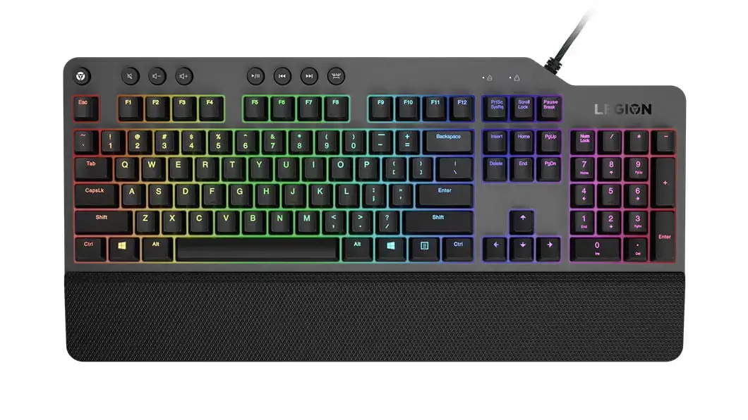 Lenovo Legion K500, pilno dydžio (100%), USB, mechaninis, QWERTY, RGB LED, juodas, pilkas