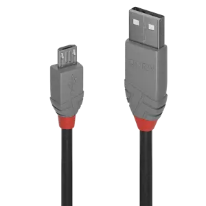 Lindy 3m USB 2.0 Type A to Micro-B Cable, Anthra Line, 3 m, USB A, Micro-USB B, USB 2.0, 0.48 Gbit/…